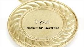  Presentation with gold medal - Audience pleasing theme consisting of rewards recognition - gold medal isolated on white backdrop and a lemonade colored foreground