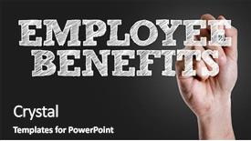  Presentation with employee benefits - Cool new slide set with rewards recognition - hand writing the text employee backdrop and a dark gray colored foreground