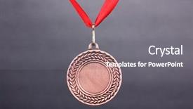  Presentation with grey - Beautiful theme featuring rewards recognition - three medals on grey background backdrop and a gray colored foreground