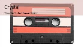  Presentation with cassette - Amazing PPT theme having rewind - old audio cassette isolated backdrop and a  colored foreground