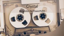  Presentation with tape audio - Colorful PPT layouts enhanced with rewind - rewinding of vintage audio tape backdrop and a soft green colored foreground