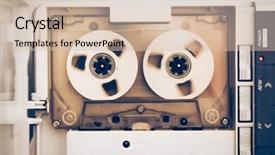  Presentation with audio tape - Theme having rewind - rewinding of vintage audio tape background and a soft green colored foreground