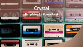  Presentation with audio - PPT layouts with rewind - set of old audio cassettes background and a violet colored foreground