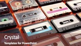  Presentation with 80s disco old audio cassette - Presentation consisting of rewind - set of old audio cassettes background and a tawny brown colored foreground