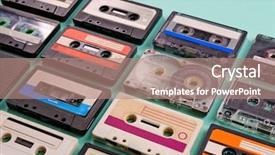  Presentation with audio - Presentation theme consisting of rewind - set of old audio cassettes background and a coral colored foreground