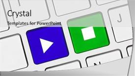  Presentation with multimedia - PPT theme consisting of rewinding movie - computer keyboard with play background and a  colored foreground