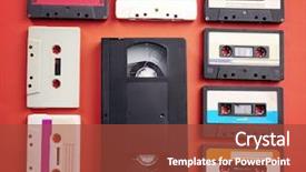  Presentation with audio video - Theme having rewinding movie - set of old audio background and a red colored foreground