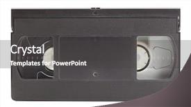  Presentation with cassette - Amazing presentation theme having rewinding movie - video cassette tape isolated backdrop and a dark gray colored foreground