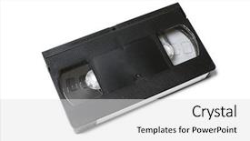  Presentation with cassette - Colorful presentation theme enhanced with rewinding movie - video tape cassette backdrop and a  colored foreground