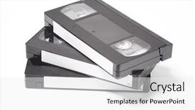  Presentation with cassette - Presentation theme having rewinding movie - video tape cassette background and a white colored foreground