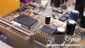  Presentation with computer motherboard - Cool new PPT theme with rework - computer motherboard macro view backdrop and a violet colored foreground