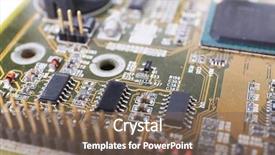  Presentation with computer motherboard - Slide deck having rework - computer motherboard macro view background and a  colored foreground