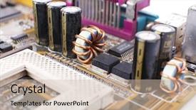  Presentation with computer motherboard - Slide deck enhanced with rework - computer motherboard macro view background and a  colored foreground