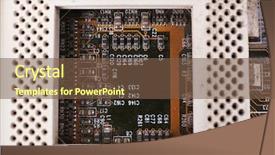  Presentation with computer motherboard - Slide deck consisting of rework - computer motherboard macro view background and a  colored foreground