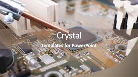  Presentation with computer motherboard - PPT theme having rework - repairing of computer motherboard macro background and a coral colored foreground