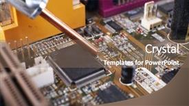  Presentation with computer motherboard - PPT theme with rework - repairing of computer motherboard macro background and a violet colored foreground