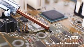  Presentation with computer motherboard - Slides enhanced with rework - repairing of computer motherboard macro background and a violet colored foreground