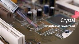  Presentation with motherboard - Cool new PPT theme with rework - repairing of motherboard macro view backdrop and a  colored foreground