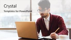  Presentation with planning - Beautiful presentation theme featuring rewrite - serious broker planning work backdrop and a  colored foreground