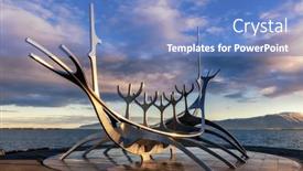  Presentation with viking ship - Presentation with reykjavik-iceland-6-october-2021 background and a teal colored foreground