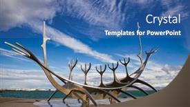  Presentation with stainless steel - Colorful presentation enhanced with reykjavik-iceland-july-20-2015 backdrop and a ocean colored foreground