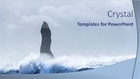  Presentation with stormy sea - Cool new PPT layouts with reynisdrangar-basalt-rock-column-standing backdrop and a sky blue colored foreground
