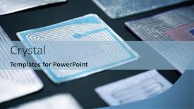  Presentation with rfid cards - Presentation having rfid-tags-on-a-table background and a light blue colored foreground