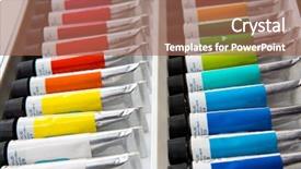  Presentation with tubes - Amazing slides having rgb cmyk color - colorful acrylic paints in tubes backdrop and a coral colored foreground
