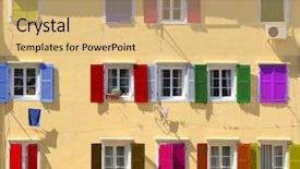 Presentation with windows - Cool new slide deck with rgb cmyk color - colorful windows with louvered shutters backdrop and a yellow colored foreground