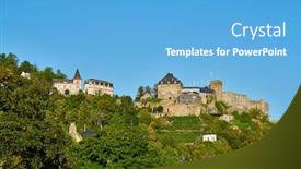  Presentation with castle - Cool new PPT theme with rheinfels-castle-at-rhine-valley backdrop and a light blue colored foreground