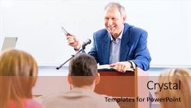  Presentation with college students - Audience pleasing presentation theme consisting of discourse - college professor giving lecture backdrop and a red colored foreground