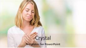  Presentation with arthritis - Theme with rheumatoid artritis - beautiful young elegant woman background and a coral colored foreground