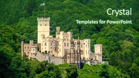  Presentation with german castle - Theme having rhine gorge near koblenz german background and a forest green colored foreground