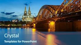  Presentation with cologne - PPT theme having rhine river - view on cologne cathedral background and a  colored foreground