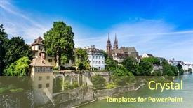  Presentation with trial river - Audience pleasing PPT layouts consisting of rhine river in basel switzerland backdrop and a tawny brown colored foreground