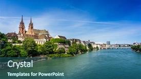  Presentation with switzerland - Slide deck featuring rhine river in basel switzerland background and a ocean colored foreground