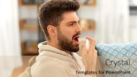  Presentation with healthcare - Amazing PPT theme having rhinitis-medicine-and-healthcare-concept backdrop and a lemonade colored foreground