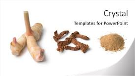  Presentation with thai muic - Slides with rhizome - fresh dried and powder thai background and a white colored foreground