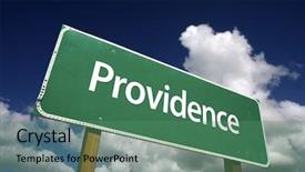  Presentation with blue sky - Audience pleasing slides consisting of rhode island - providence road sign with dramatic backdrop and a  colored foreground