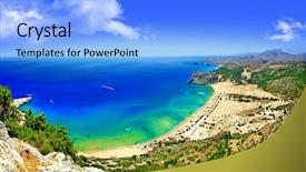  Presentation with greek - Slide set enhanced with rhode island - scenic greek beaches - tsambica background and a  colored foreground