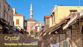  Presentation with historical heritage - Beautiful PPT theme featuring rhodes-city-rhodes-greece-october backdrop and a violet colored foreground