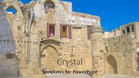  Presentation with old - Presentation consisting of rhodes-old-town-on-sunny background and a coral colored foreground