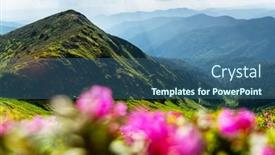  Presentation with summer time - Slides consisting of rhododendron-flowers-covered-mountains-meadow background and a ocean colored foreground