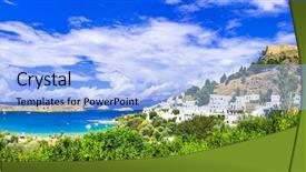  Presentation with view of village in cordillera - Cool new presentation theme with rhodos - panoramic view of lindos bay backdrop and a light blue colored foreground