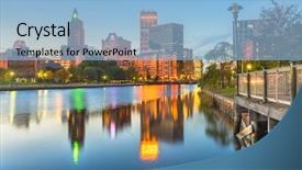  Presentation with orlando florida usa downtown city - PPT theme with rhodos - providence rhode island usa downtown background and a light blue colored foreground