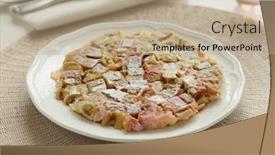  Presentation with powdered - Audience pleasing slides consisting of rhubarb-pie-topped-with-powdered backdrop and a coral colored foreground