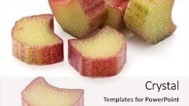  Presentation with stem - Theme consisting of rhubarb stem isolated on white background cutout background and a lemonade colored foreground