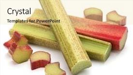  Presentation with stem - Presentation having rhubarb stem isolated on white background cutout background and a blonde colored foreground