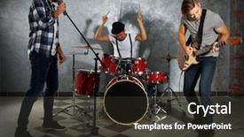  Presentation with studio - Presentation design featuring rhythm bluse - musicians playing musical instruments background and a  colored foreground