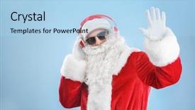  Presentation with music - PPT theme having rhythm bluse - santa claus listening to music background and a light blue colored foreground